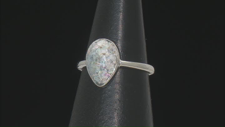 12x8mm Roman Glass Sterling Silver Solitaire Ring Video Thumbnail