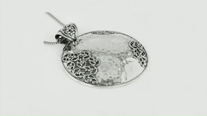 Sterling Silver Lace Design Circle Pendant With Chain Video Thumbnail