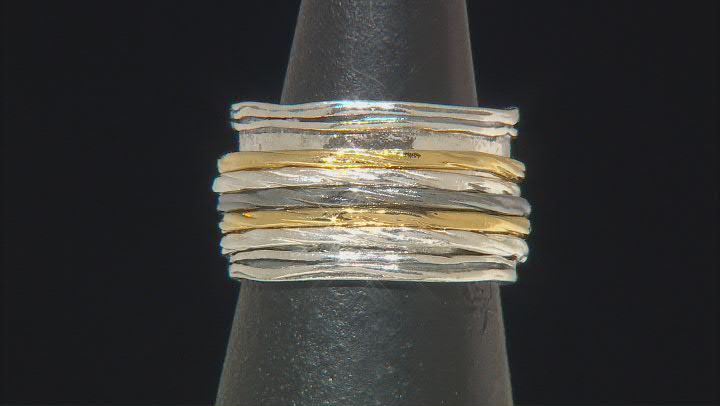 Two Tone Sterling Silver & 14k Gold Over Silver Spinner Band Ring Video Thumbnail