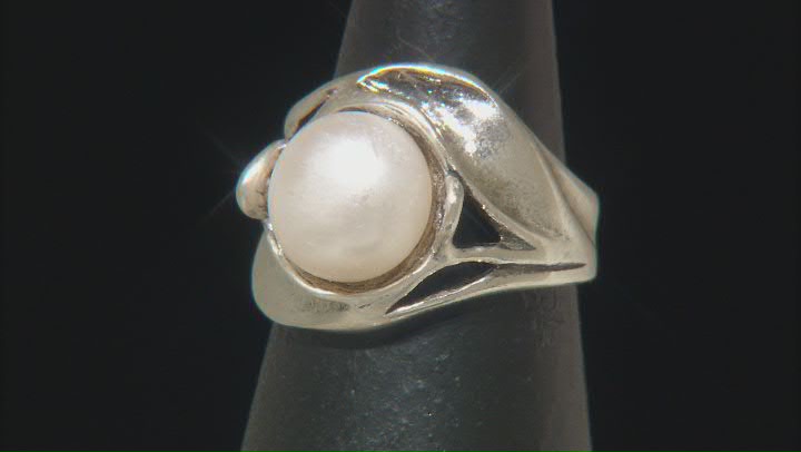 11.5-12mm Cultured Freshwater Pearl Sterling Silver Ring Video Thumbnail