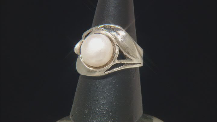 11.5-12mm Cultured Freshwater Pearl Sterling Silver Ring Video Thumbnail