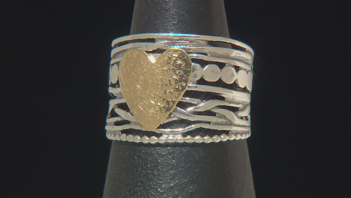 Two Tone Sterling Silver & 14k Gold Over Silver Heart Ring Video Thumbnail