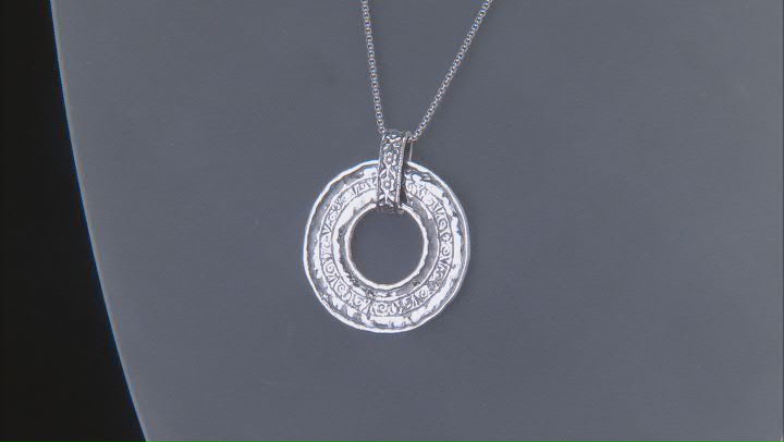 Sterling Silver Textured Circle Pendant With Chain Video Thumbnail