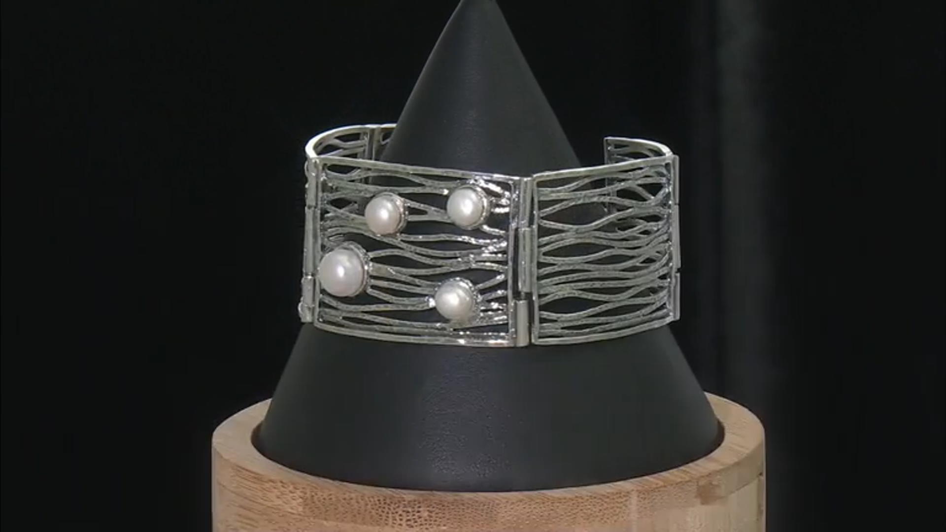 6-8mm Cultured Freshwater Pearl Sterling Silver Layered  Bracelet Video Thumbnail