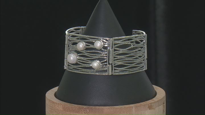 6-8mm Cultured Freshwater Pearl Sterling Silver Layered  Bracelet Video Thumbnail