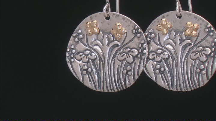 Two Tone Sterling Silver & 14K Gold Over Silver Garden Floral Earrings Video Thumbnail