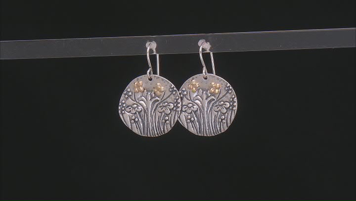 Two Tone Sterling Silver & 14K Gold Over Silver Garden Floral Earrings Video Thumbnail