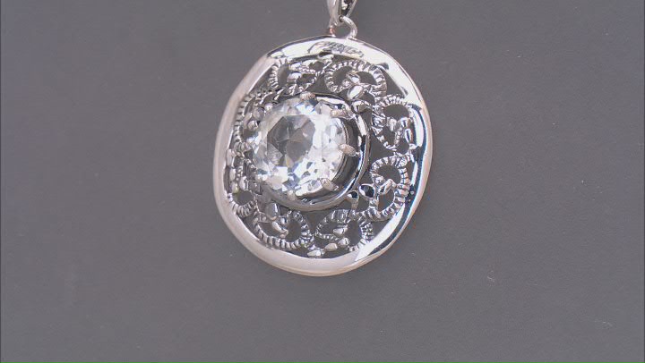 White Topaz Sterling Silver Lace Pendant With 18-Inch Chain 5.30ct Video Thumbnail