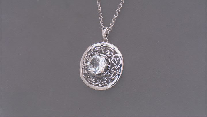 White Topaz Sterling Silver Lace Pendant With 18-Inch Chain 5.30ct Video Thumbnail