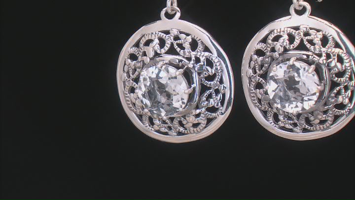 White Topaz Sterling Silver Lace Design Earrings 5.00ct Video Thumbnail