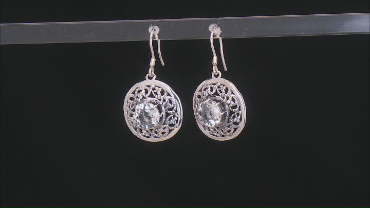 White Topaz Sterling Silver Lace Design Earrings 5.00ct Video Thumbnail