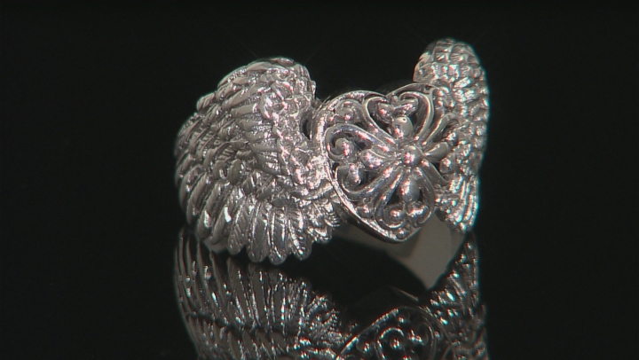 Sterling Silver Angel Wings Heart Ring Video Thumbnail