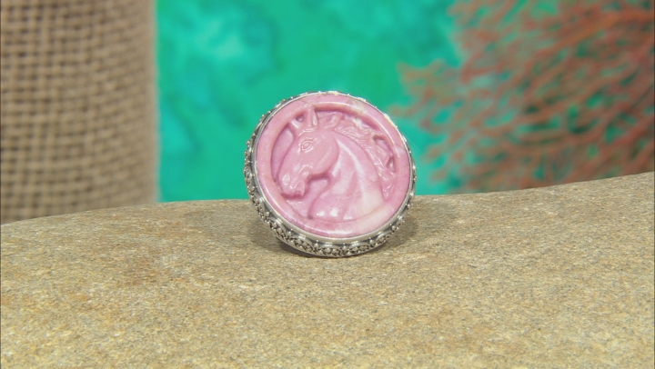 Pink Rhodonite Horse Silver Ring Video Thumbnail