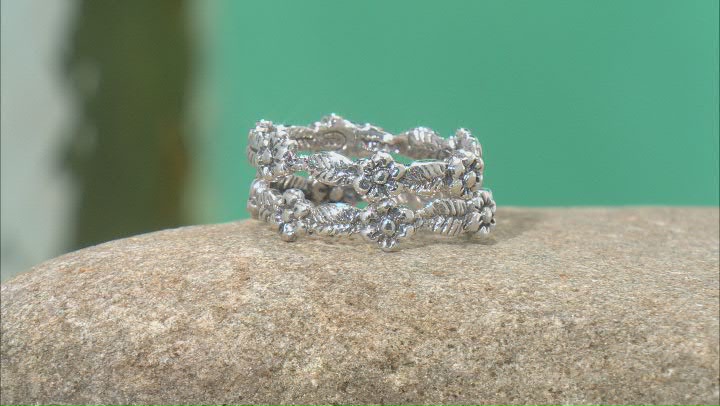 Sterling Silver Stackable Band Ring Set Of Two Video Thumbnail