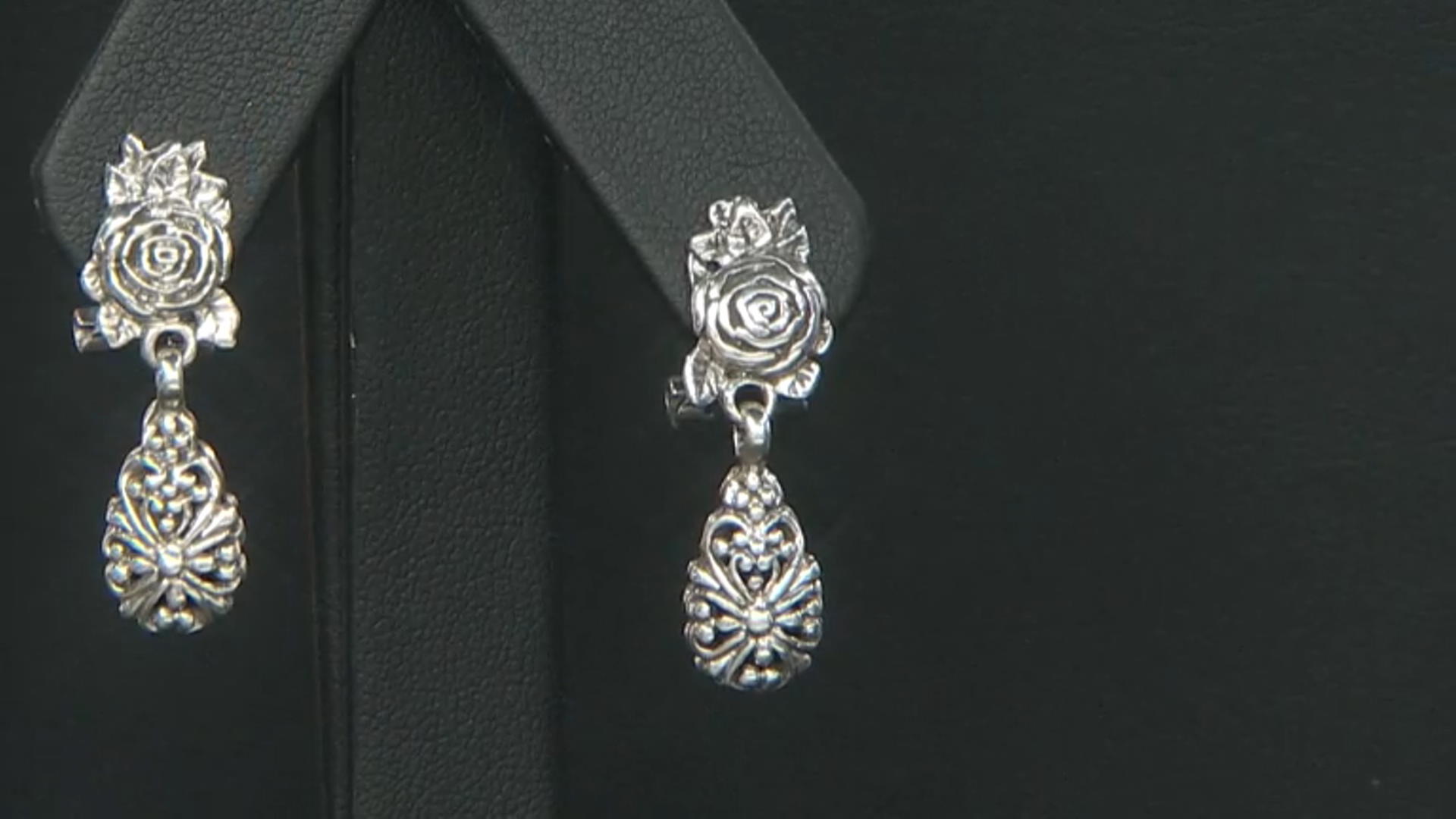 Sterling Silver Rose Dangle Earrings Video Thumbnail