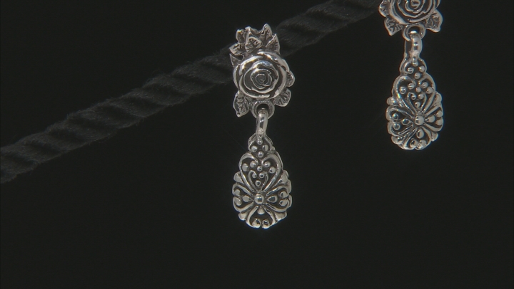 Sterling Silver Rose Dangle Earrings Video Thumbnail
