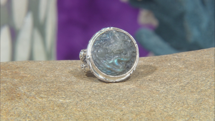 Labradorite Doublet Dragon Sterling Silver Ring