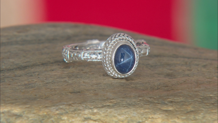 Blue Star Sapphire Sterling Silver Solitaire Ring - SRA4083 | JTV.com