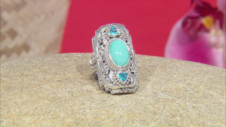 Blue Amazonite and Blue Topaz Sterling Silver Ring 1.54ctw Video Thumbnail