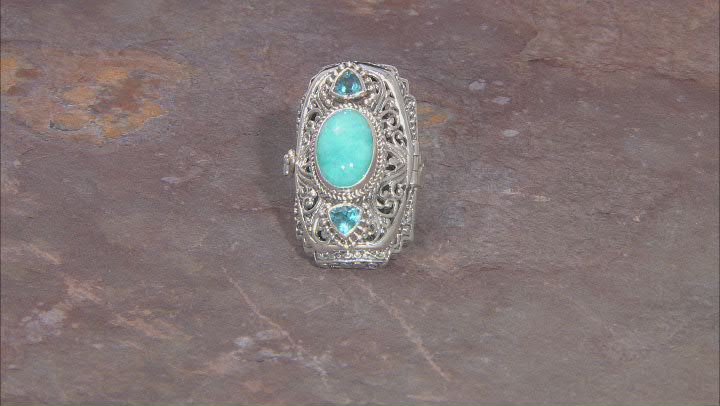 Blue Amazonite and Blue Topaz Sterling Silver Ring 1.54ctw Video Thumbnail