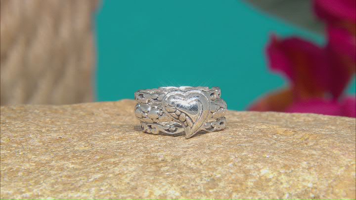 Sterling Silver "Love Never Ends" Stackable Set of Three Rings Video Thumbnail