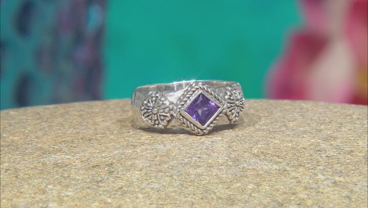 Purple Amethyst Sterling Silver Solitaire Ring .60ct Video Thumbnail