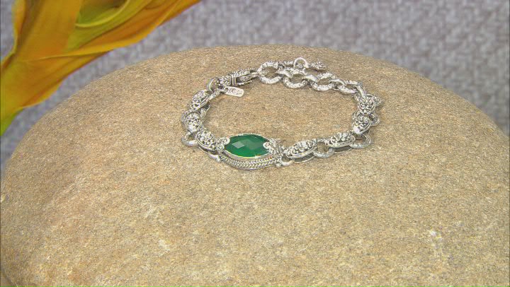 Green Onyx Silver Bracelet