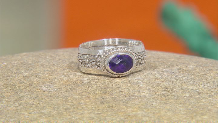 Purple African Amethyst Silver Ring .94ct Video Thumbnail