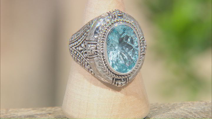 Blue Topaz Sterling Silver Ring 6.33ct Video Thumbnail