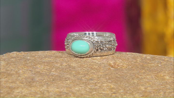 Mexican Turquoise Silver Band Ring Video Thumbnail
