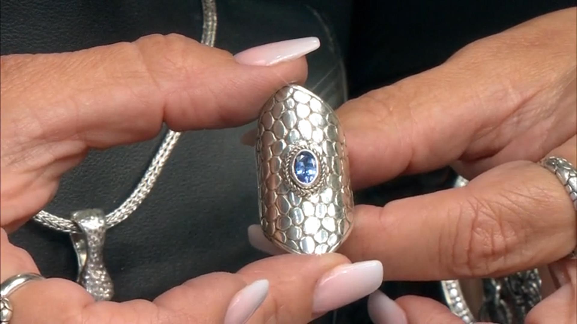 Blue Tanzanite Silver Hammered Ring .64ct Video Thumbnail