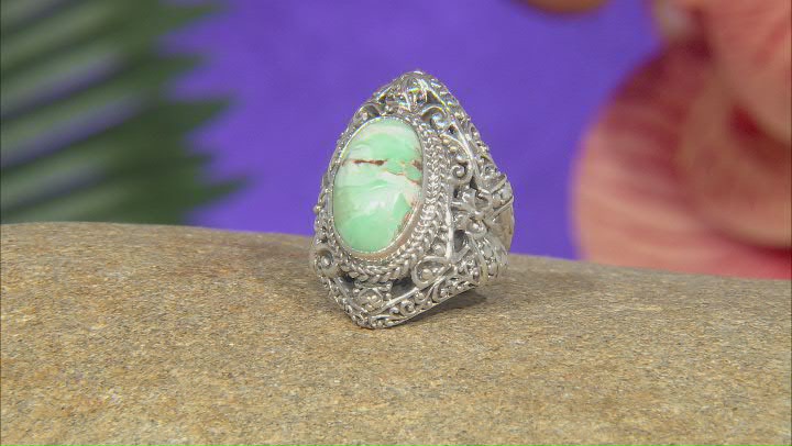 Green Variscite Sterling Silver Ring Video Thumbnail