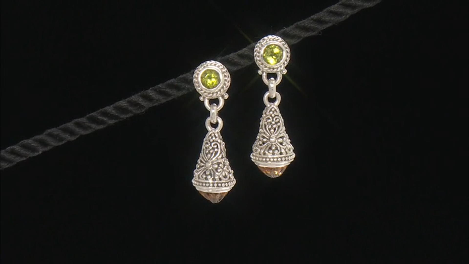 Yellow Citrine and Peridot Silver Earrings 1.02ctw