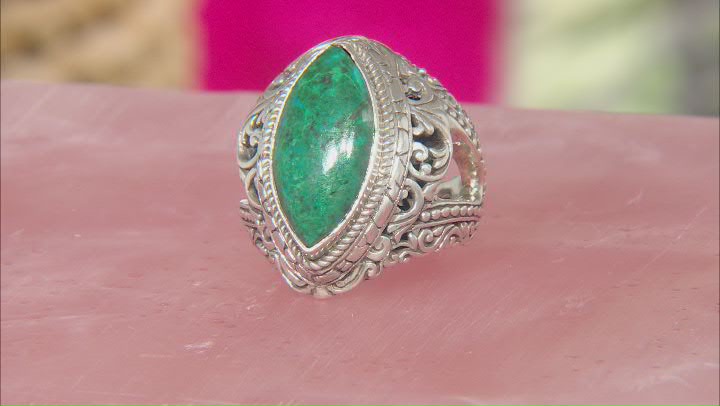 Green Chrysocolla Sterling Silver Watermark Ring Video Thumbnail