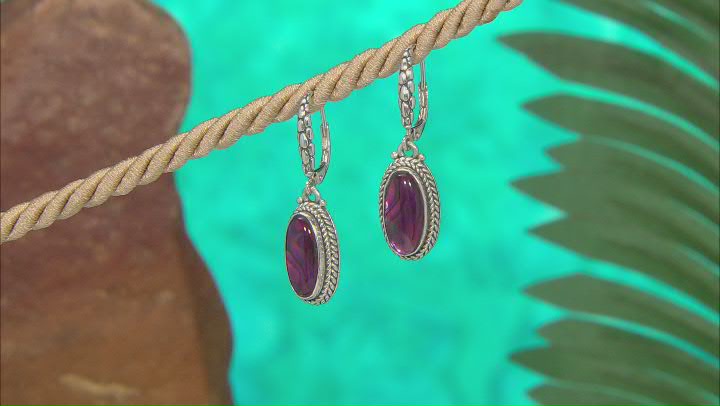 Purple Abalone Quartz Triplet Silver Earrings Video Thumbnail