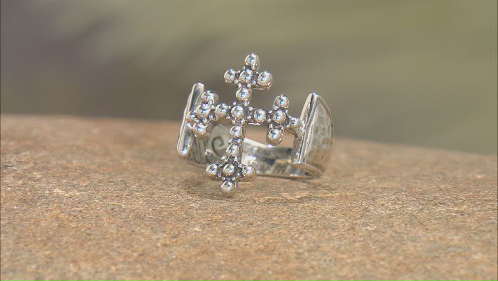 Silver "Whatever Is Right" Cross Ring