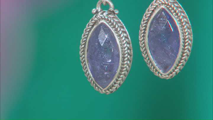 Blue Tanzanite Silver Hammered Earrings 5.16ctw Video Thumbnail