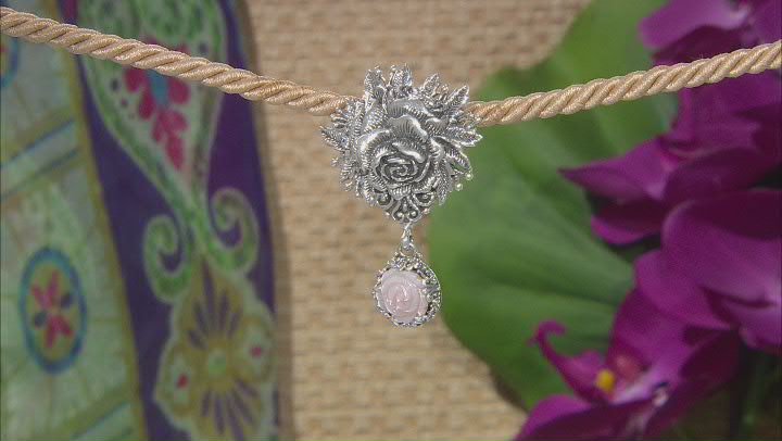 Pink Mother-of-Pearl Silver Rose Pendant Video Thumbnail