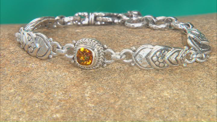 Yellow Citrine Silver Jawan and Hammered Bracelet 1.11ct