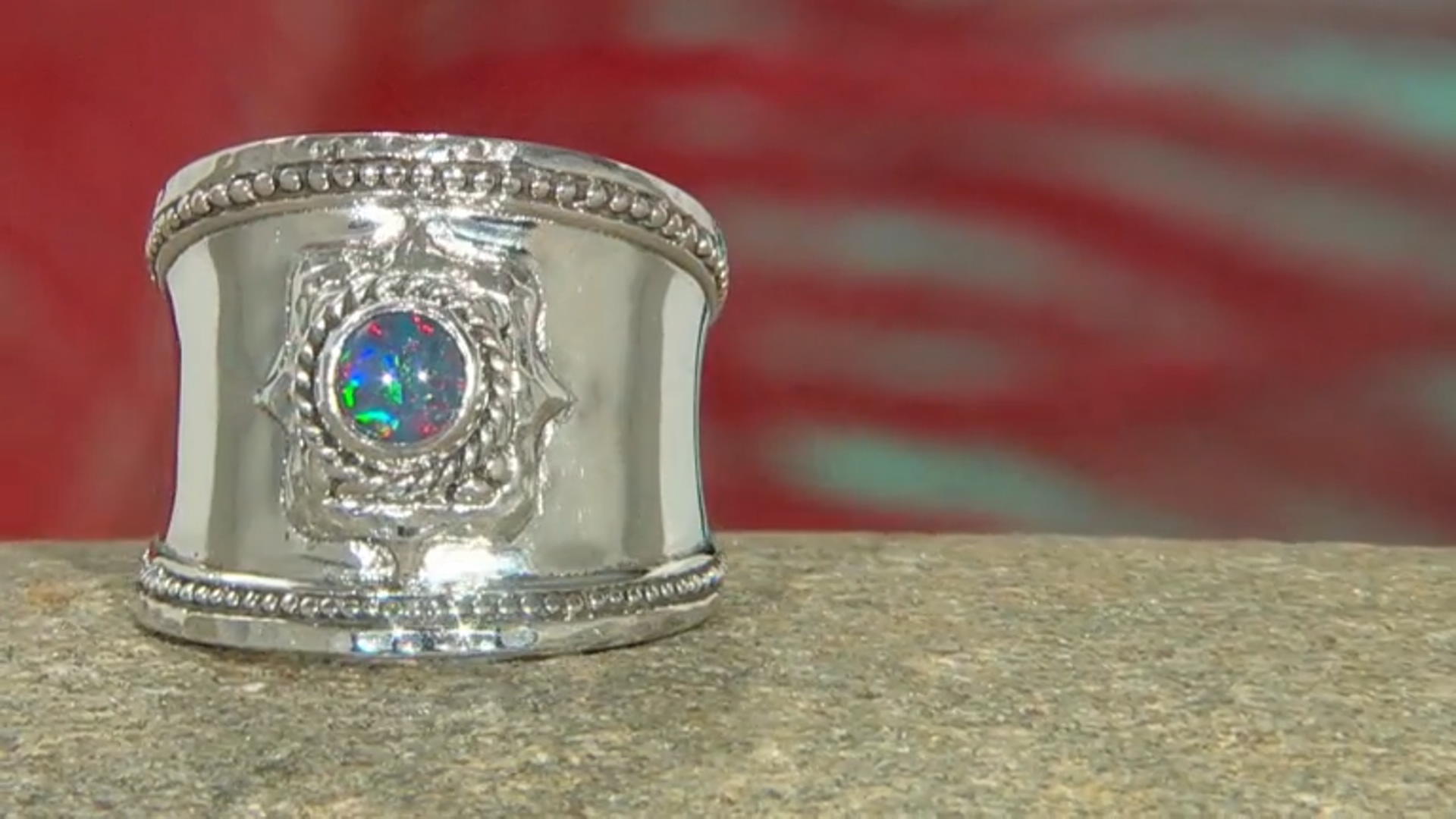 Australian Opal Triplet Silver Ring .43ct Video Thumbnail