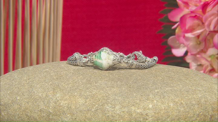 Green Opal Sterling Silver Frangipani Bracelet