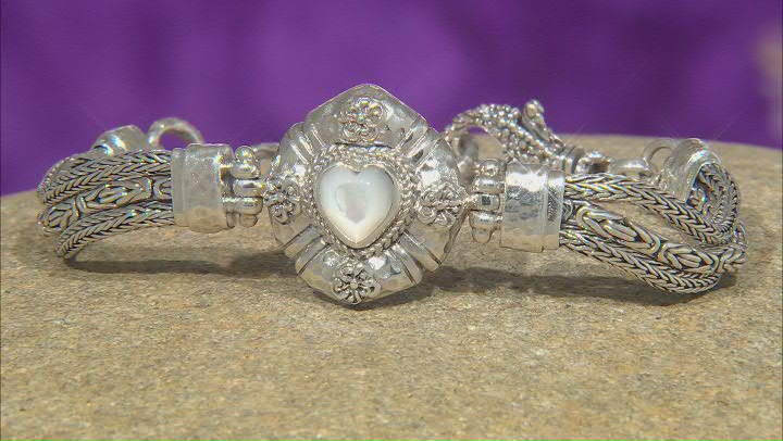 White Mother-of-Pearl Silver Bracelet