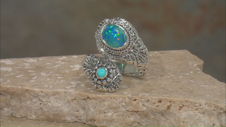 Paraiba Color Opal, Sleeping Beauty Turquoise Silver Ring Video Thumbnail