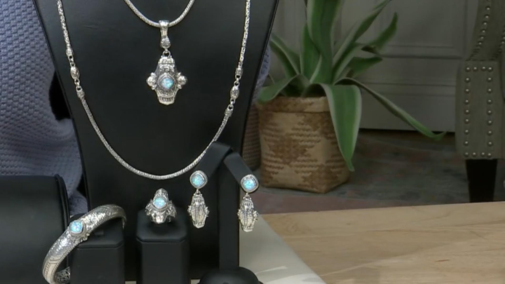 Lab Created Cornflower Blue Opal Silver Earrings Video Thumbnail