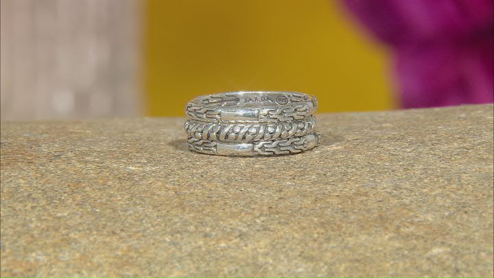 Silver "Chains Broken 1" Set of 3 Stackable Rings Video Thumbnail
