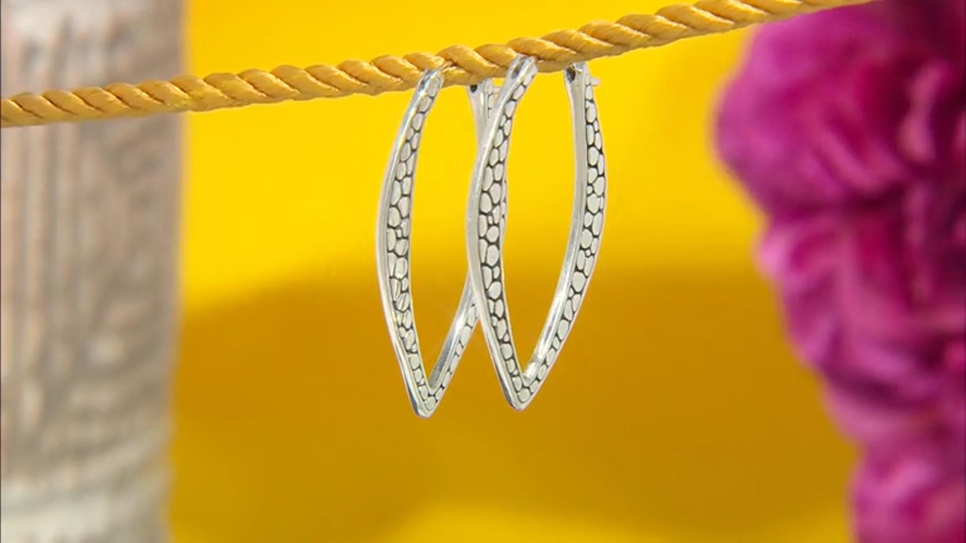 Silver Watermark Hoop Earrings Video Thumbnail