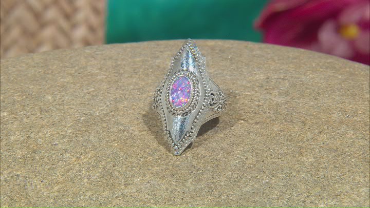 Lavender Lab Created Opal Quartz Doublet Silver Ring 1.28ct Video Thumbnail