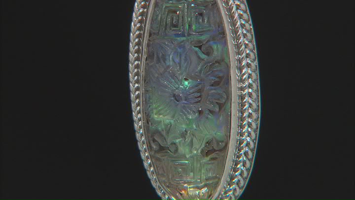 Green Crystal Abalone Doublet, Zircon Silver Enhancer Pendant 1.11ct Video Thumbnail