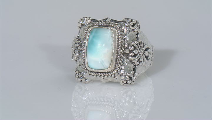 Blue Larimar Silver Hammered Ring Video Thumbnail