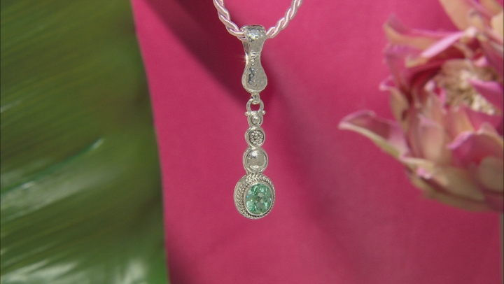 Green Lab Created Spinel Silver Watermark Enhancer Pendant 2.76ct Video Thumbnail